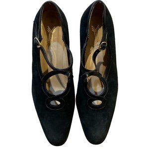 Yanko Black Suede Strap 1.5" Heels Size 9 Medium